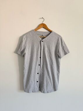 Lightweight Grey Button-Front Baseball Jersey